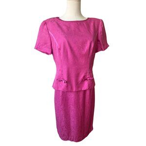 Vintage Adrianna Papell 100% Silk Dress Size 8 Jackie O Bow Event Cocktail Party